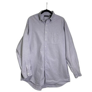 Lands’ End Tall 17-36 Blue Long Sleeve Button Down 100% Cotton Shirt